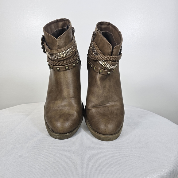 Brown Ankle Boots with Studded Detail - Picture 4 of 6